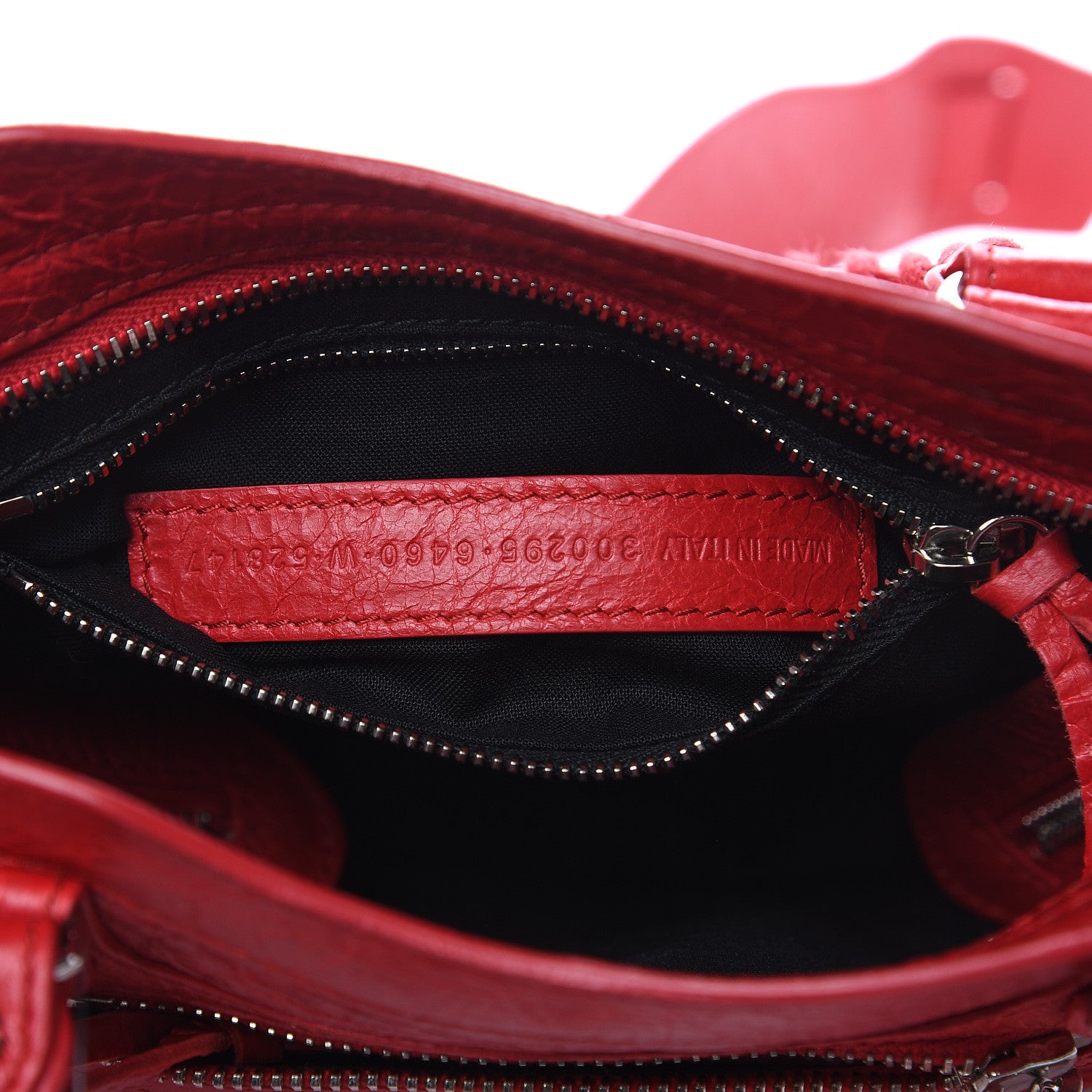 Balenciaga Agneau Classic Silver Hardware Mini City Logo Strap Red Black 7 of 9