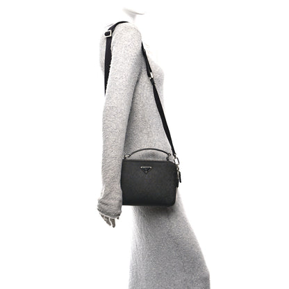 Prada Saffiano Travel Medium Brique Crossbody Bag Black 2 of 13