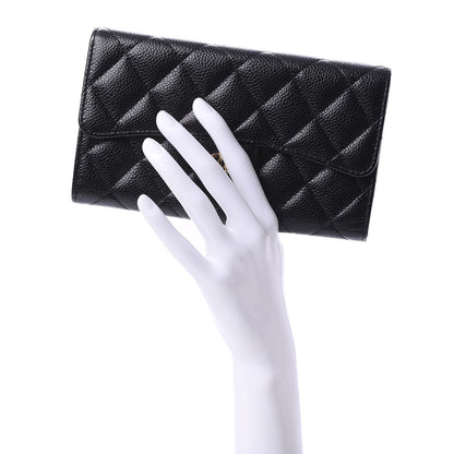 Chanel Caviar Quilted Long Flap Wallet Black 2 of 10