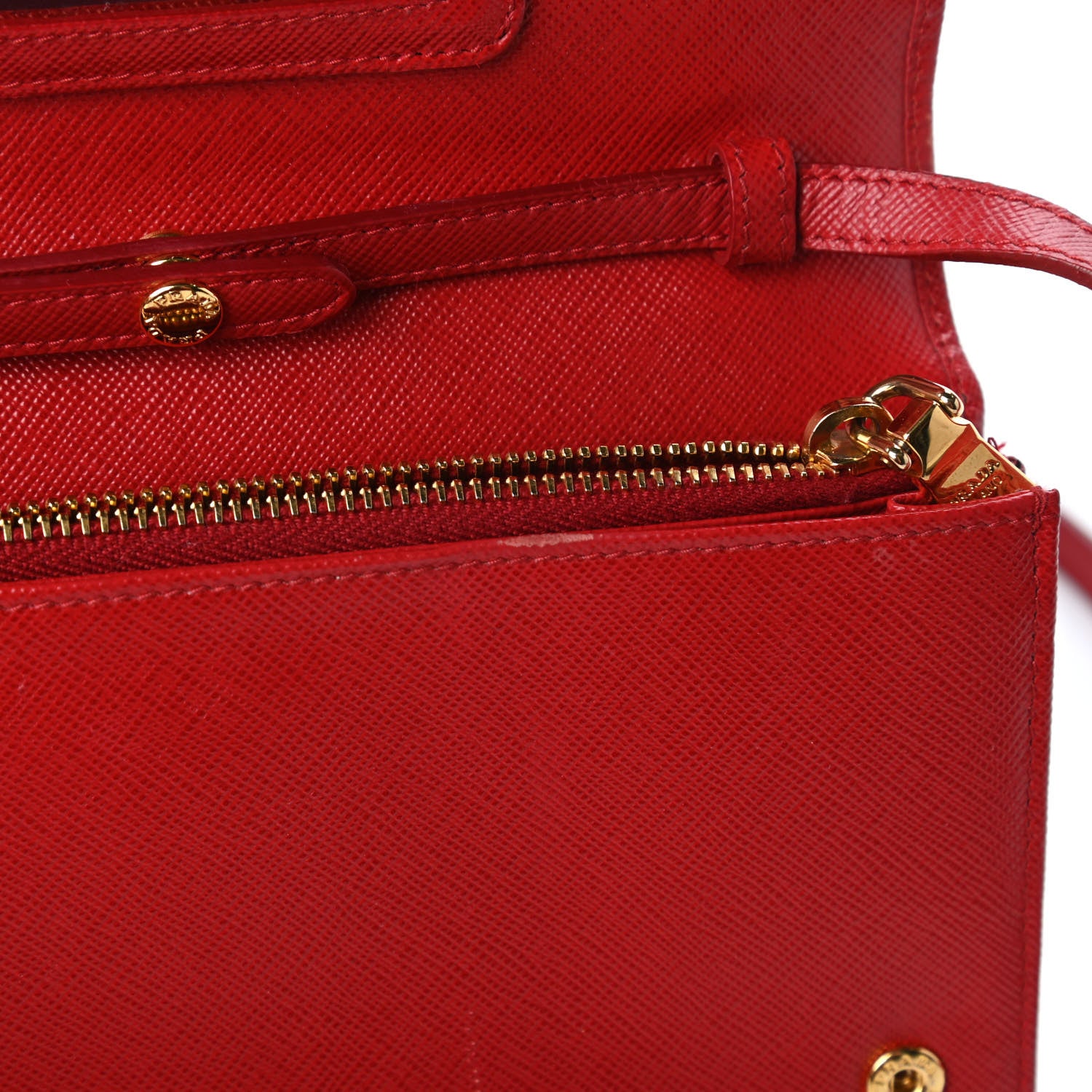 Prada Saffiano Metal Mini Crossbody Wallet Rosso 12 of 12