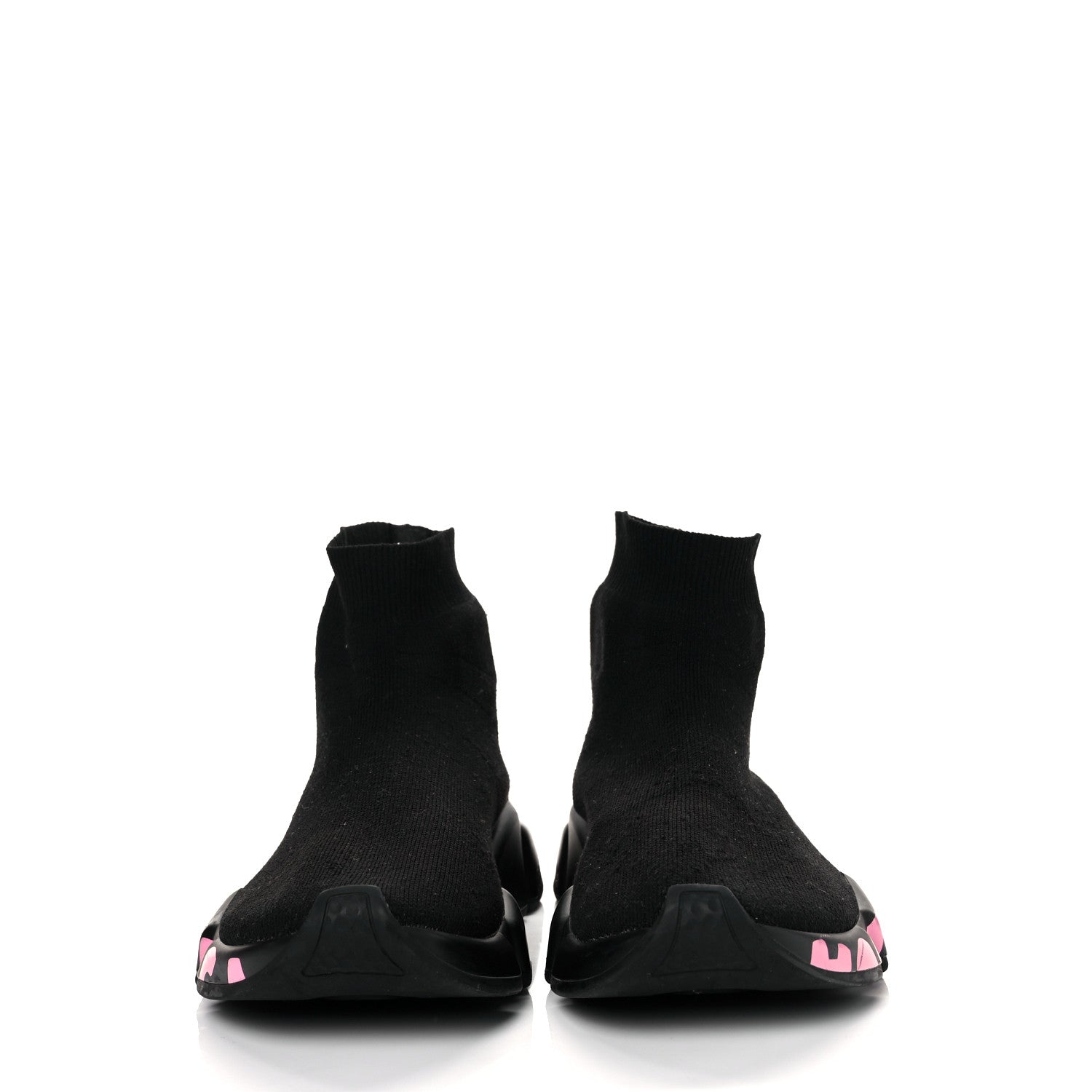 Balenciaga Recycled Knit Womens Speed Graffiti Sneakers 40 Black Pink 2 of 7