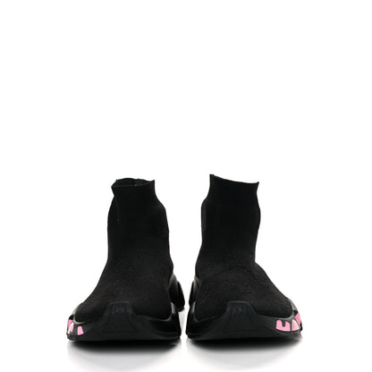 Balenciaga Recycled Knit Womens Speed Graffiti Sneakers 40 Black Pink 2 of 7