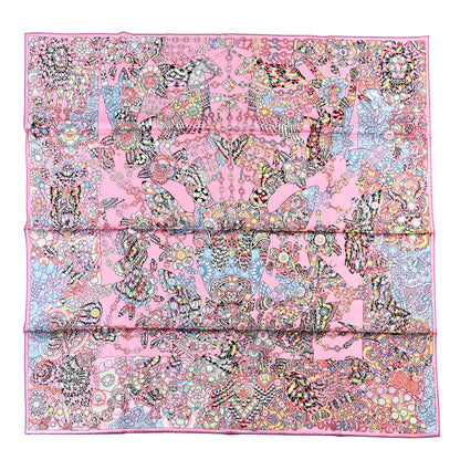 Hermes Silk La Legende de La Foret Scarf 90 Rose Bleu Black 1 of 6