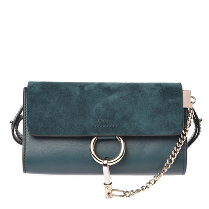 Chloe Suede Calfskin Mini Faye Shoulder Bag Teal 1 of 7