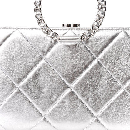 Chanel Metallic Crumpled Lambskin Clutch Silver 9 of 9