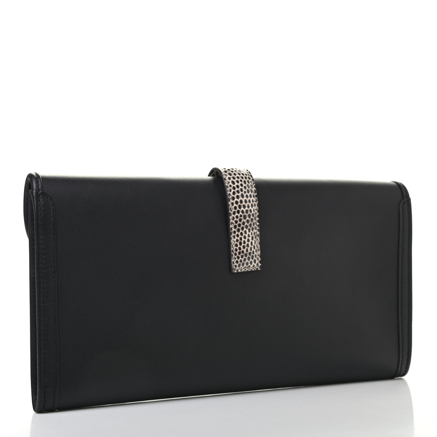 Hermes Swift Lizard Jige Elan Touch 29 Clutch Black Ombre 3 of 8