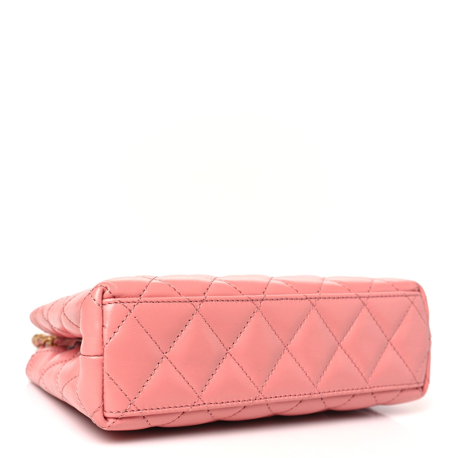 Chanel Shiny Aged Calfskin Quilted Nano Kelly Shopper Coral Pink 4 of 10