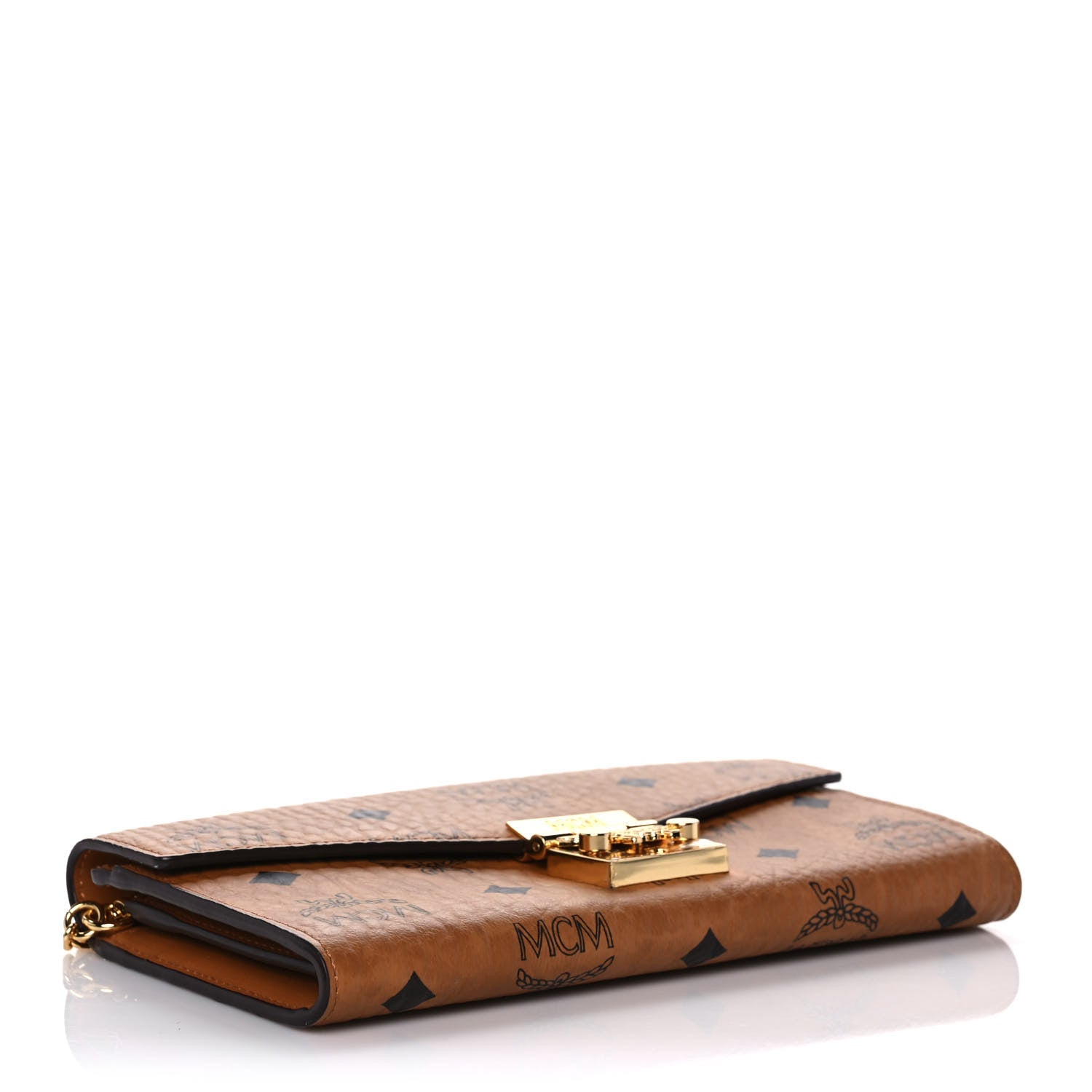 MCM Visetos Large Patricia Chain Wallet Cognac 3 of 8