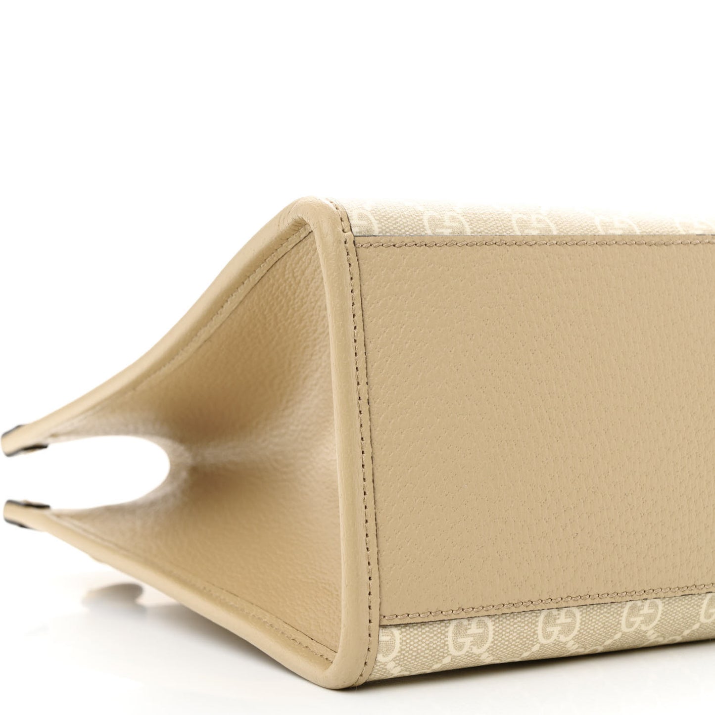 GG Supreme Monogram Textured Dollar Calfskin Small Retro Interlocking G Tote Bag Beige Mystic White Oatmeal