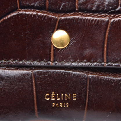 Celine Alligator Calfskin Embossed Key Ring Wristlet Brown 9 of 10