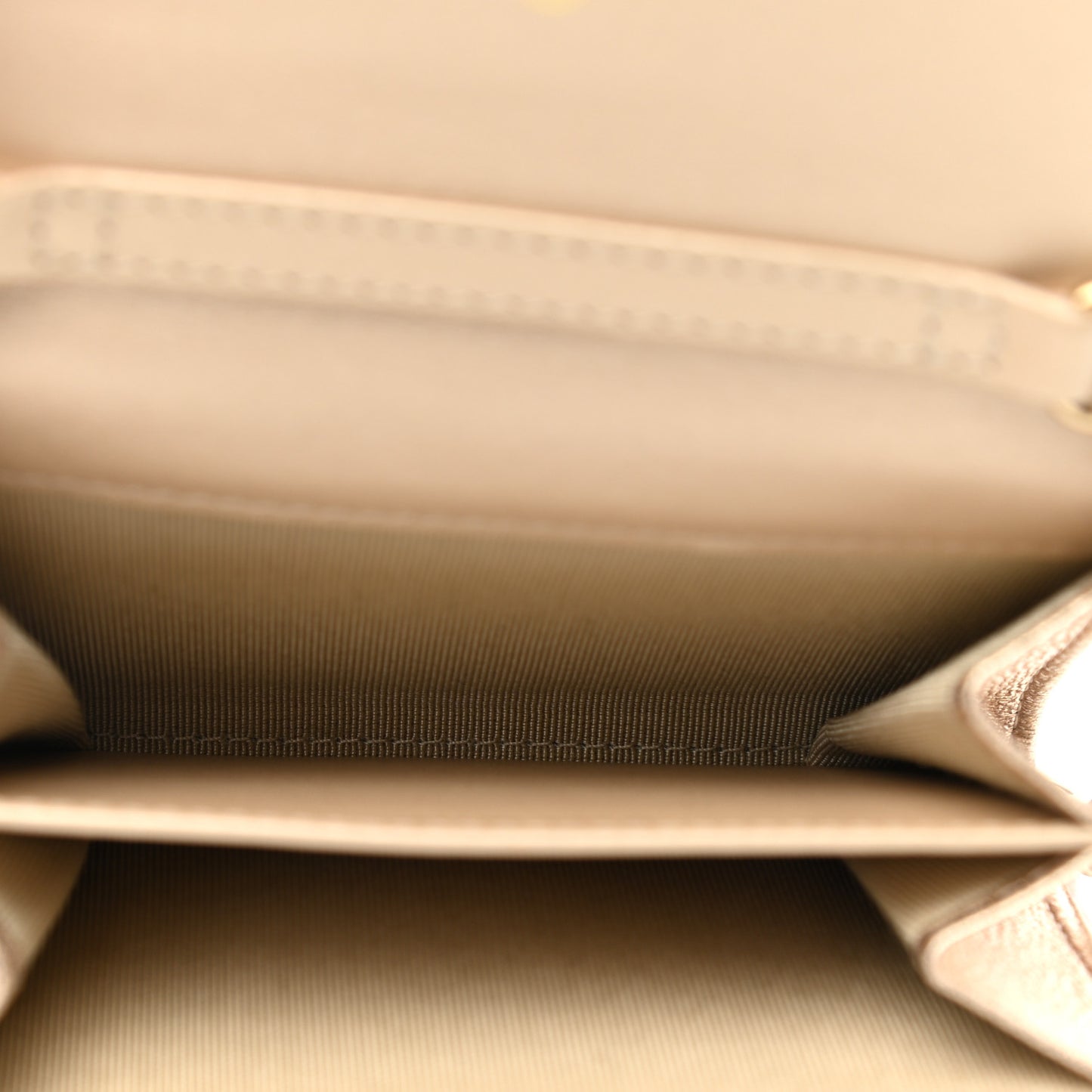 Metallic Lambskin Quilted Flap Card Holder On Chain Gold