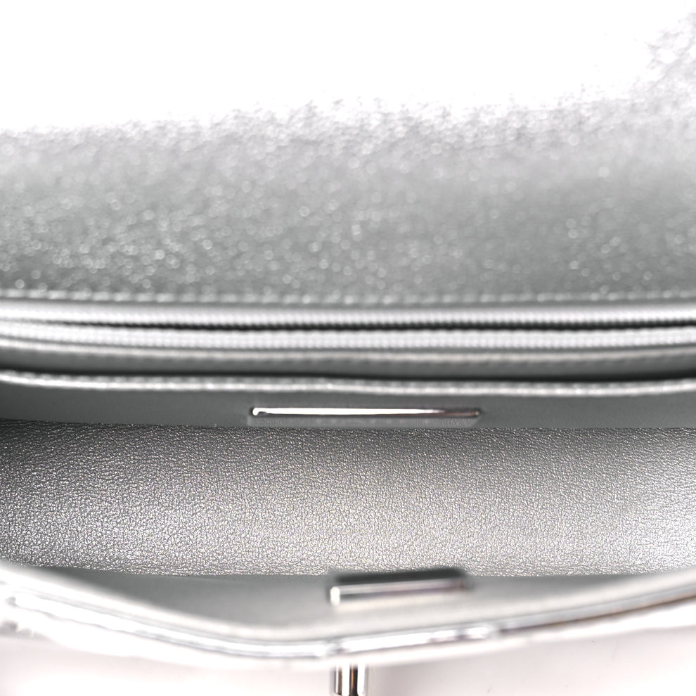 Small Any Map Chanel Mirror Calfskin Small Top Handle Clutch With Chain Silver ...