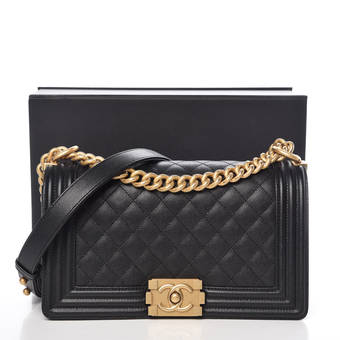 Caviar Quilted Medium Boy Flap Black
