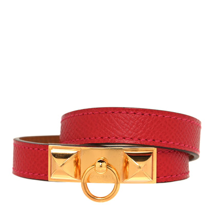 Hermes Epsom Rivale Double Tour Bracelet S Rouge Casaque 1 of 6