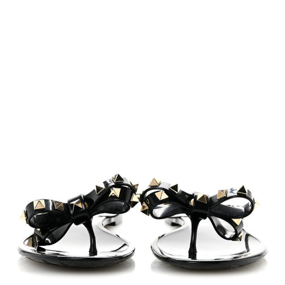 Valentino Garavani PVC Jelly Rockstud Bow Thong Sandals 37 Black 3 of 9