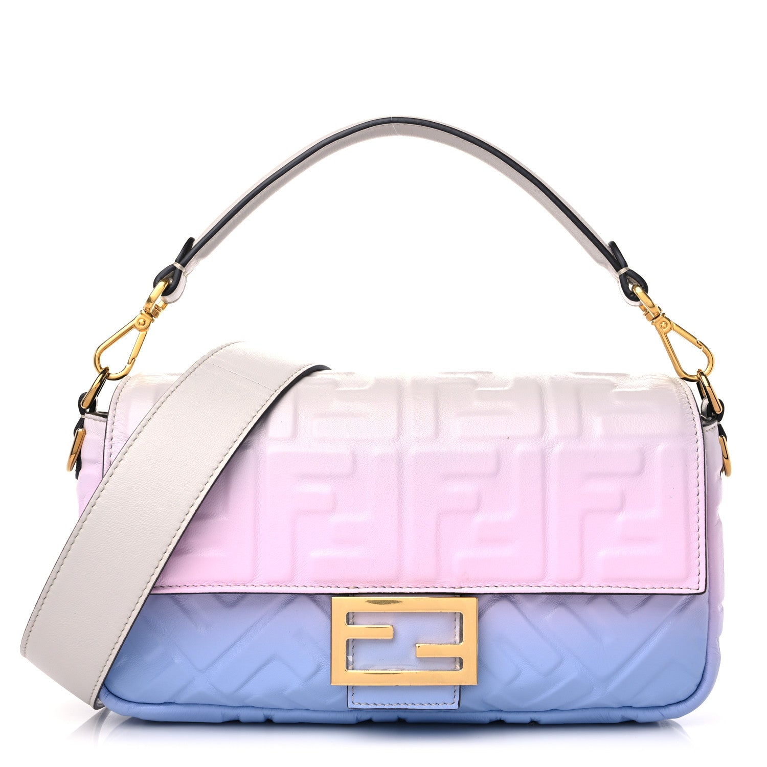 Fendi Nappa FF 1974 Embossed Baguette Pink Multicolor 1 of 9