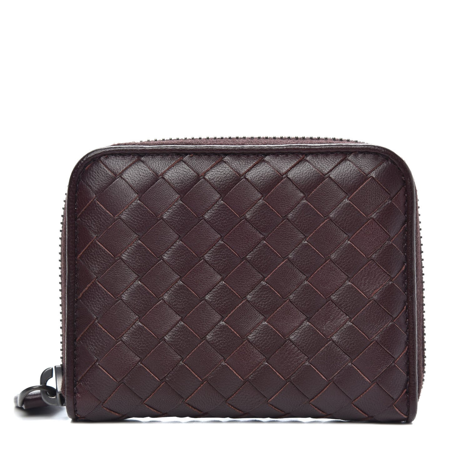Nappa Intrecciato Zip Around Coin Purse Aubergine