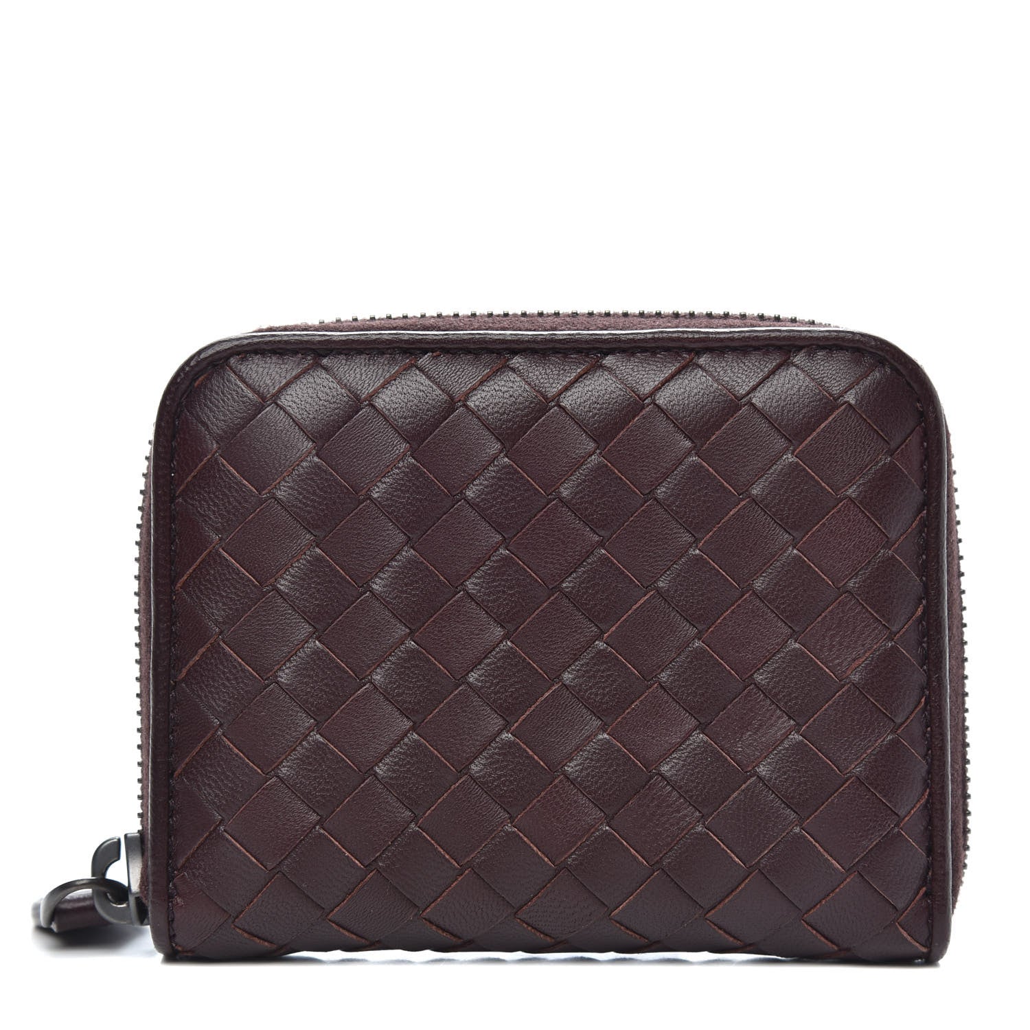 Bottega Veneta Nappa Intrecciato Zip Around Coin Purse Aubergine 1 of 8