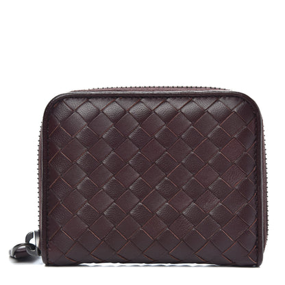 Bottega Veneta Nappa Intrecciato Zip Around Coin Purse Aubergine 1 of 8