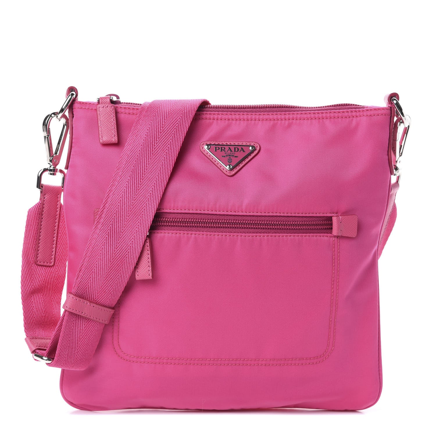 Prada Nylon Vela Flat Messenger Bag Fuxia 1 of 9