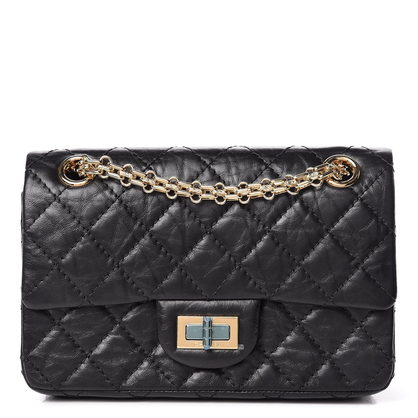 Aged Calfskin Quilted 2.55 Reissue Mini Flap Black