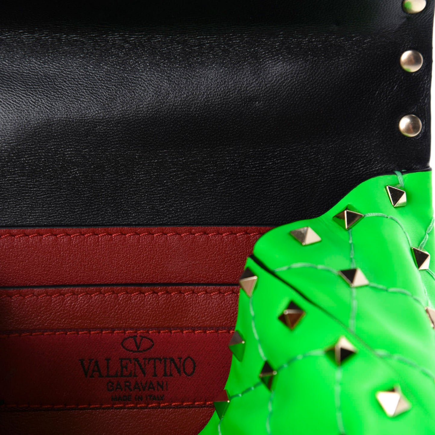 Calfskin Micro Rockstud Spike Shoulder Bag Fluo Green