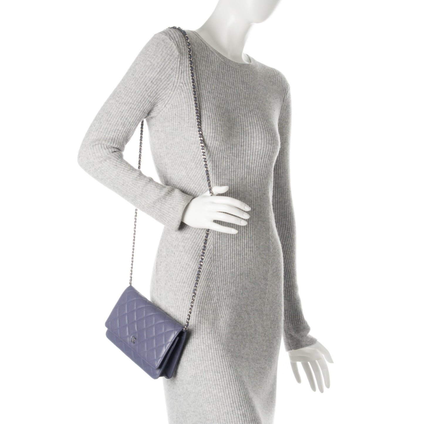 Lambskin Quilted Wallet On Chain WOC Lavender