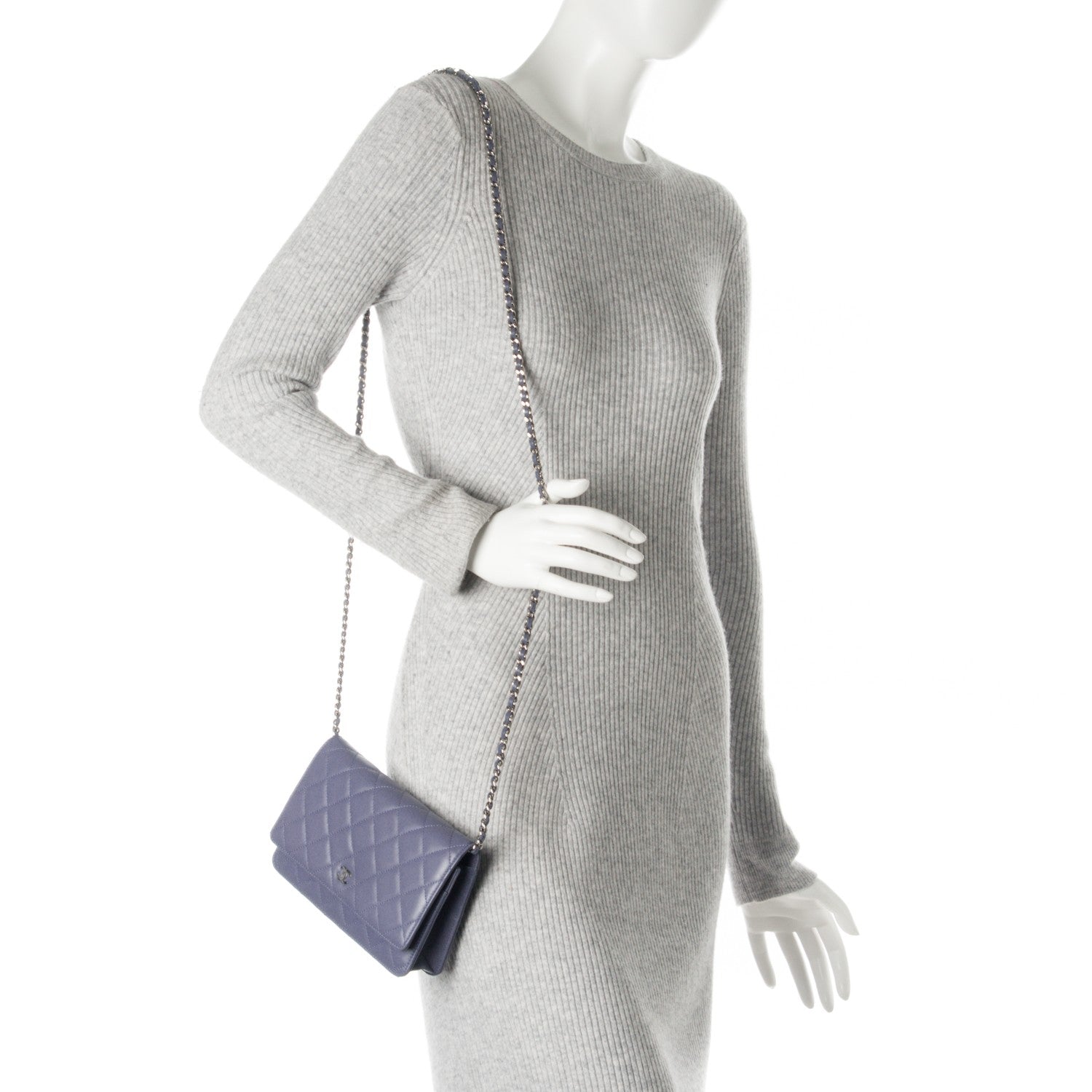 Chanel Lambskin Quilted Wallet On Chain WOC Lavender 2 of 8