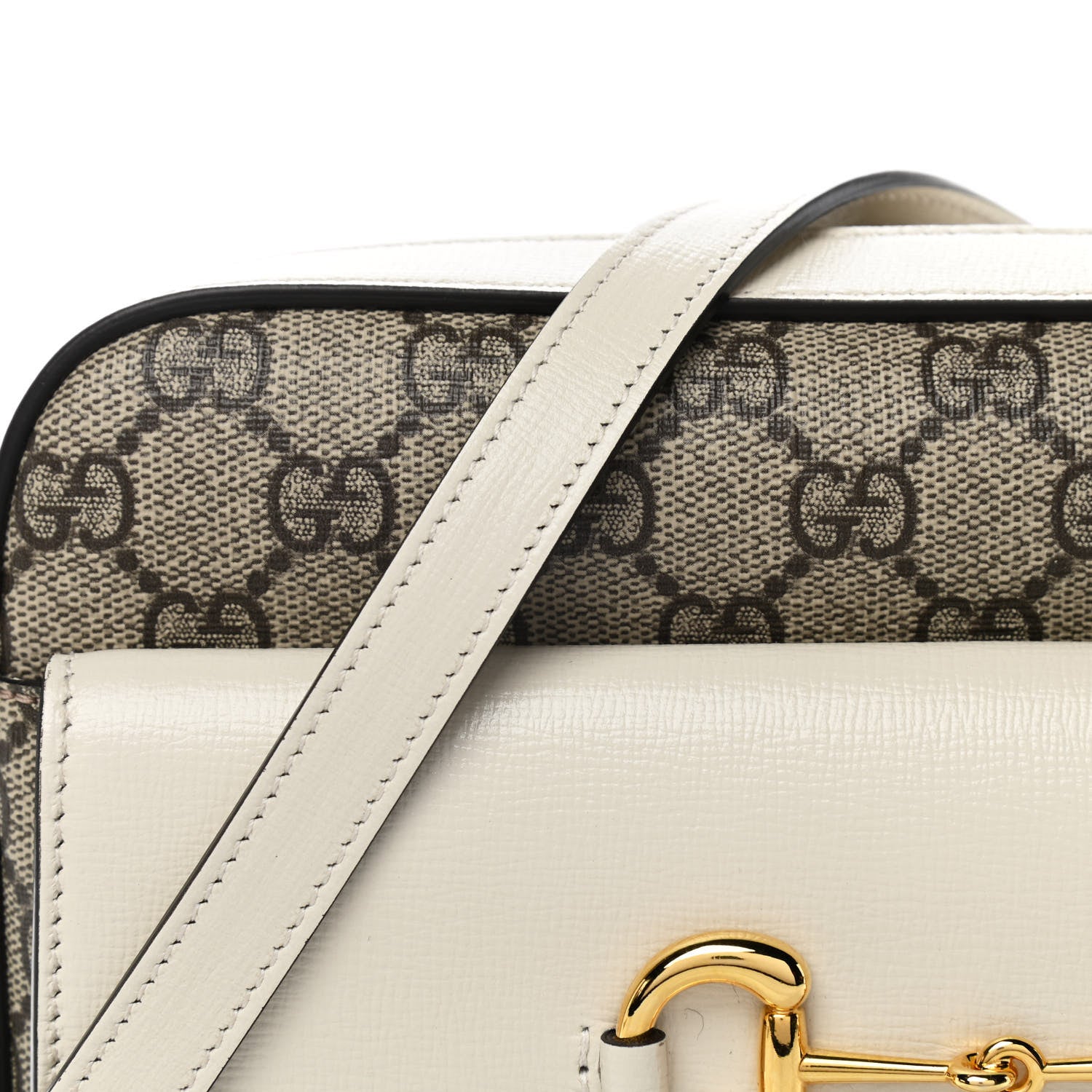 Gucci GG Supreme Monogram Small Horsebit 1955 Shoulder Bag Beige Mystic White 10 of 13