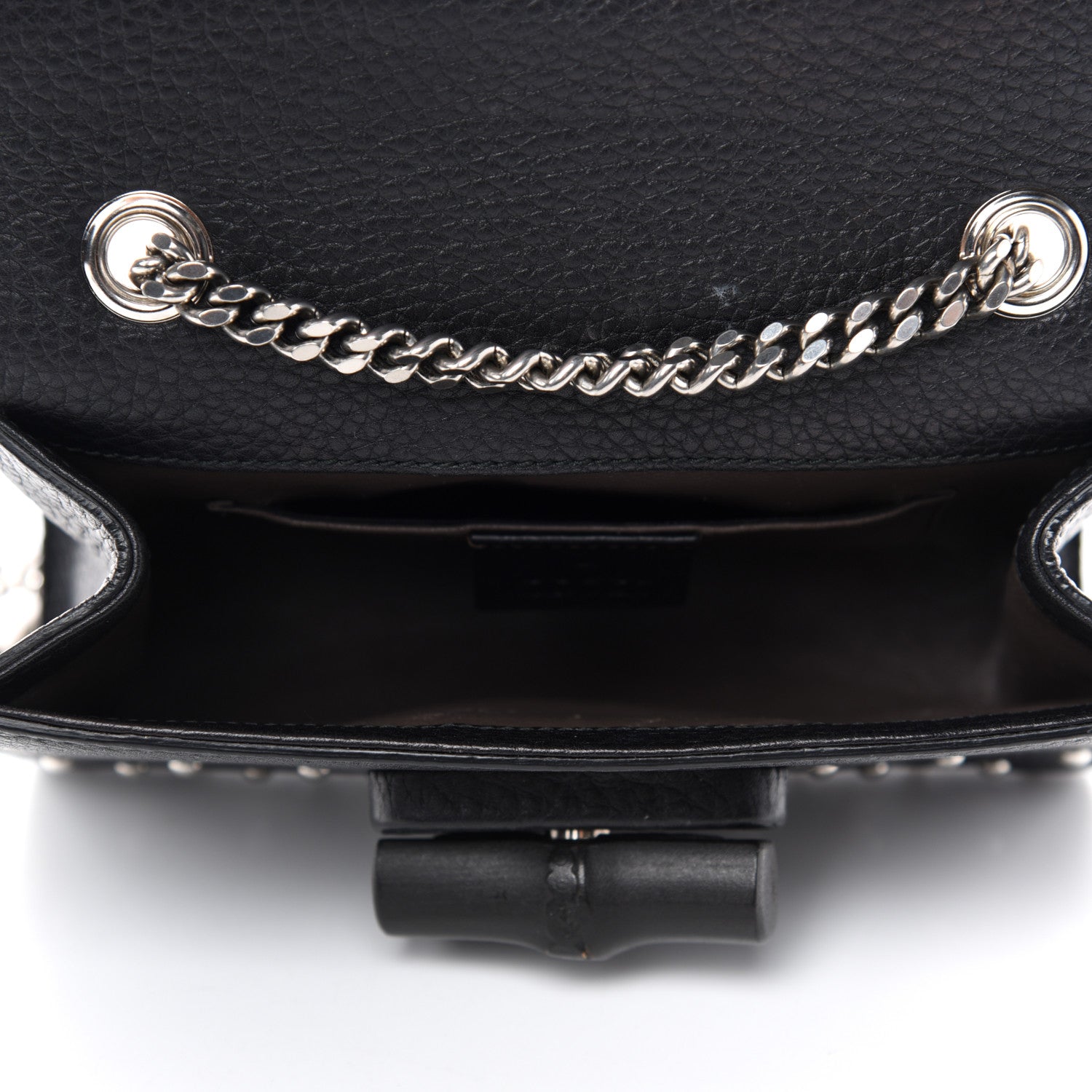 Gucci Calfskin Small Studded Miss Bamboo Shoulder Bag Black 5 of 11