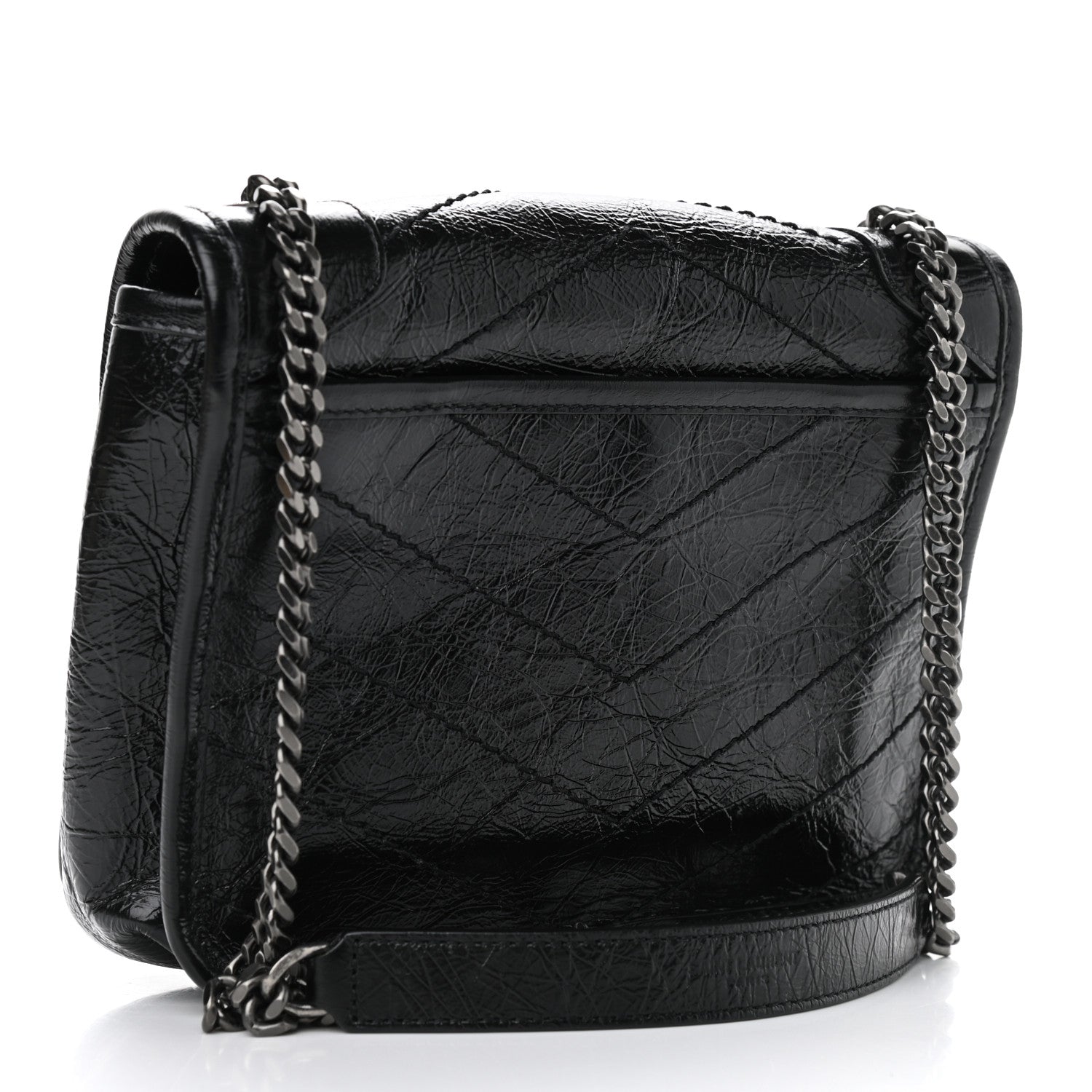 Saint Laurent Crinkled Calfskin Matelasse Monogram Niki Chain Wallet Black 3 of 12