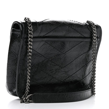 Saint Laurent Crinkled Calfskin Matelasse Monogram Niki Chain Wallet Black 3 of 12