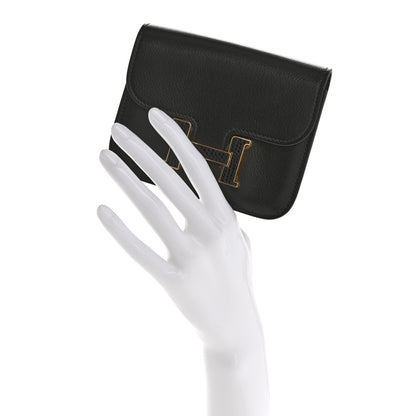 Hermes Evergrain Lizard Constance Slim Wallet Black 2 of 10