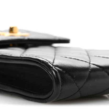 Chanel Lambskin Quilted Pearl Crush Phone Holder With Chain Black 10 of 13