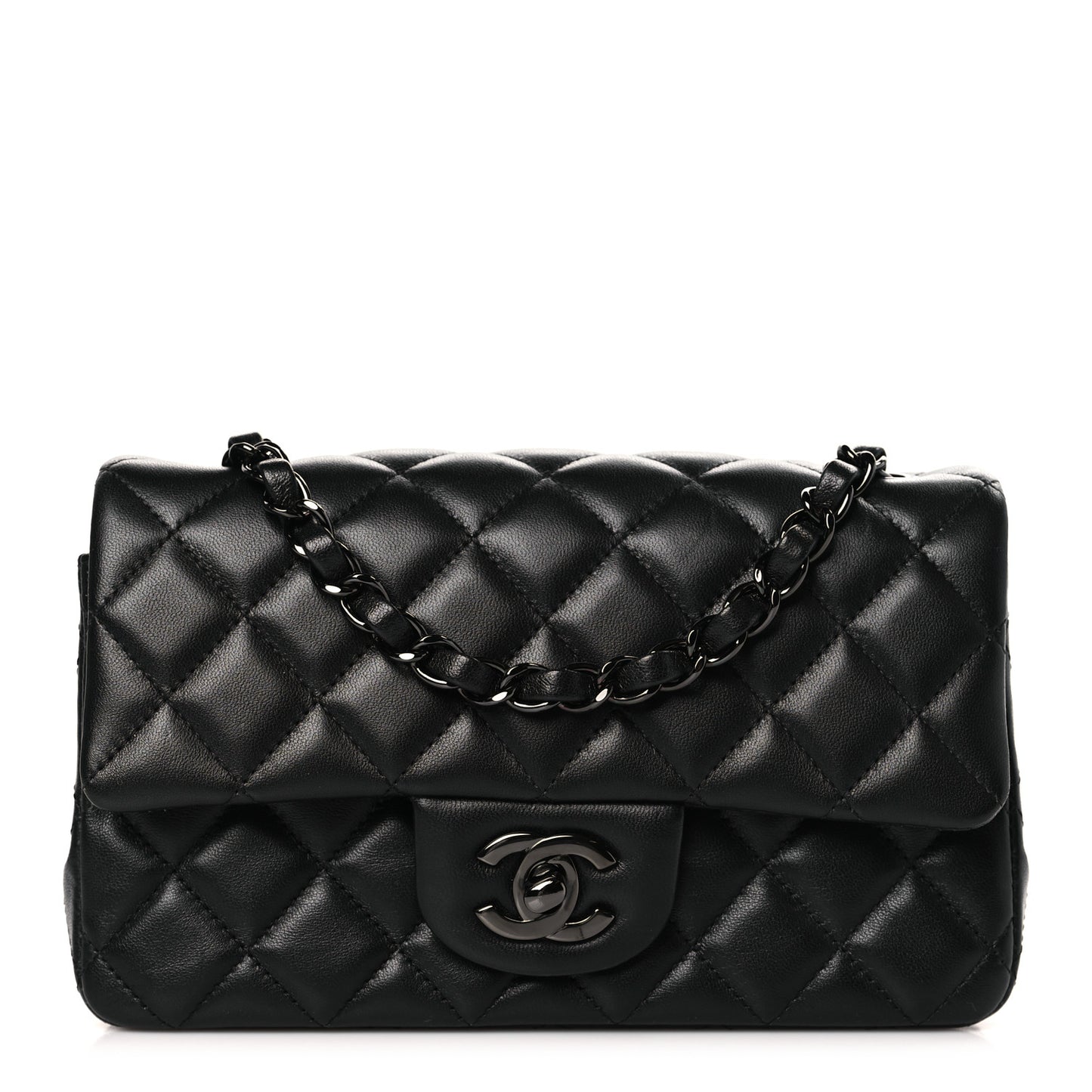 Lambskin Quilted Mini Rectangular Flap So Black