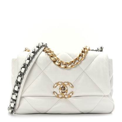 Chanel Lambskin Quilted Medium Chanel 19 Flap White 1 of 11