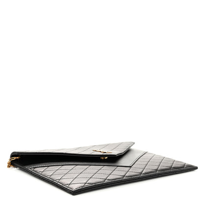 Saint Laurent Lambskin Quilted Double Flap Chain Pouch Black 4 of 9