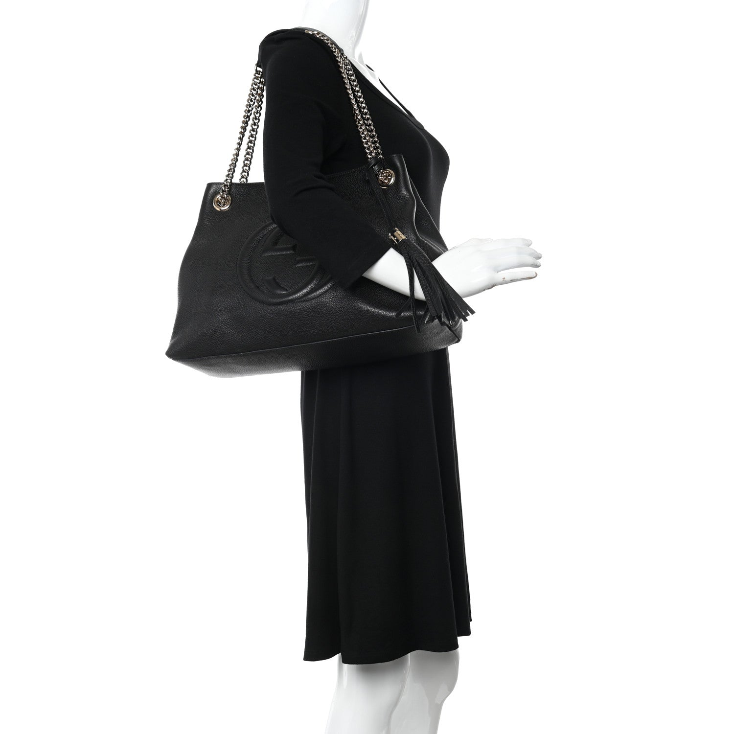 Gucci Pebbled Calfskin Medium Soho Chain Shoulder Bag Black 2 of 11