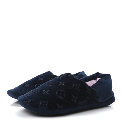 Louis Vuitton Velvet Embroidered Monogram Dreamy Slipper 36 Navy 4 of 7