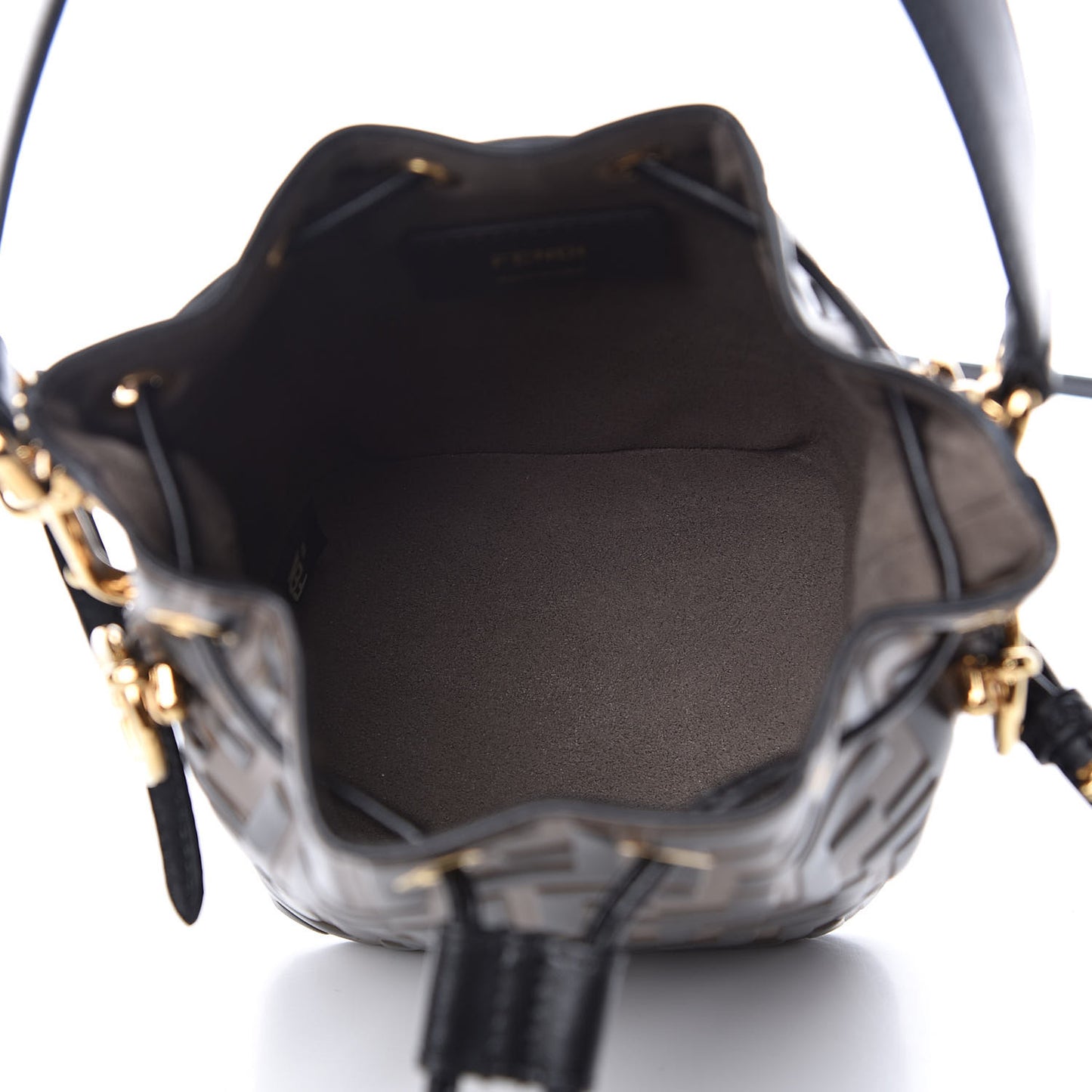 Vitello Liberty F is Fendi Bi-Color FF 1974 Embossed Mini Mon Tresor Bucket Bag Maya Black