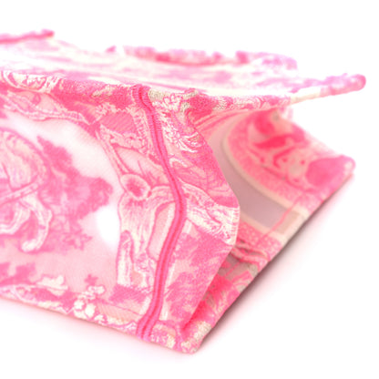 Christian Dior Transparent Canvas Embroidered Small Toile De Jouy Reverse Book Tote Fluorescent Pink 10 of 13