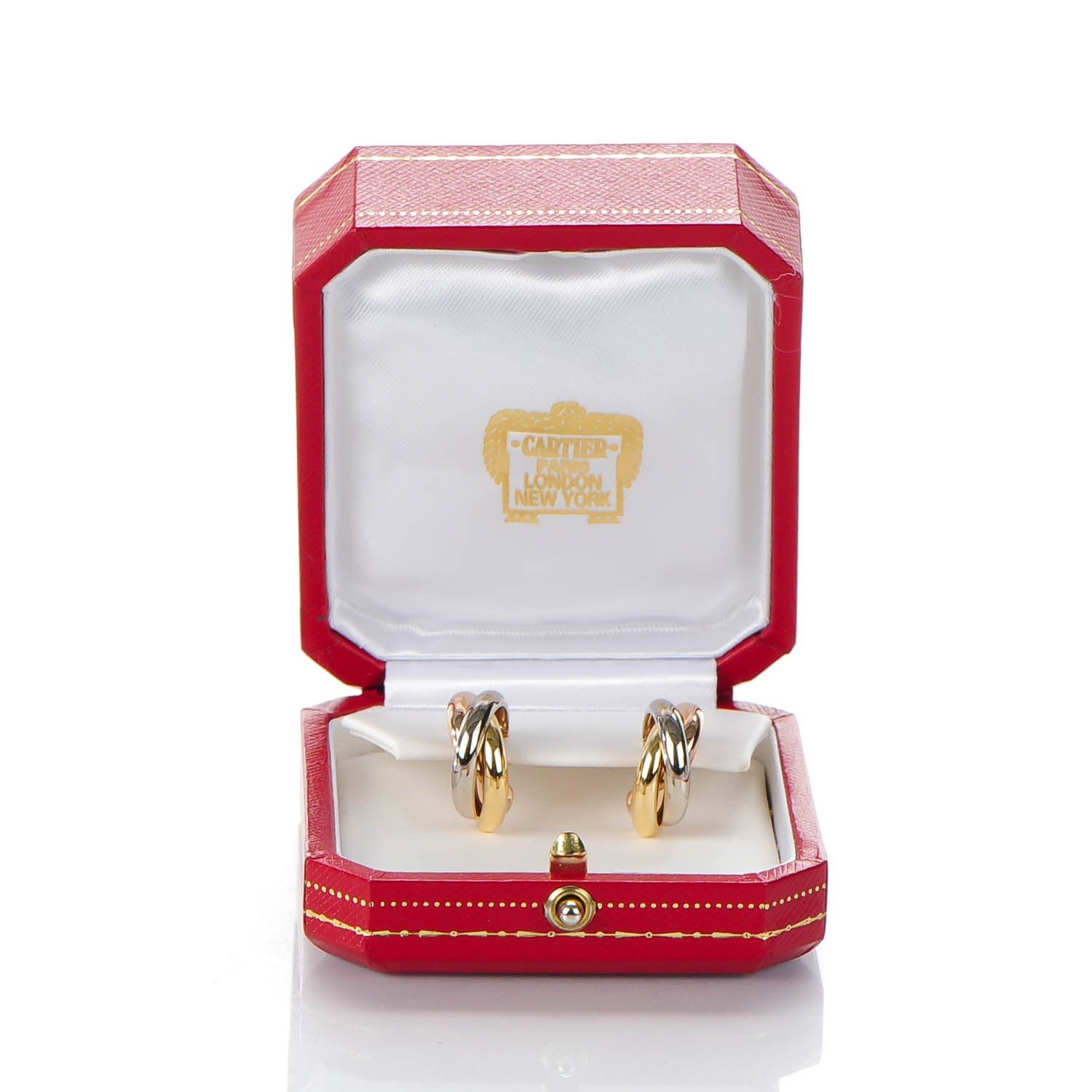 Cartier 18K Pink Yellow White Gold Small Trinity Earrings 7 of 7