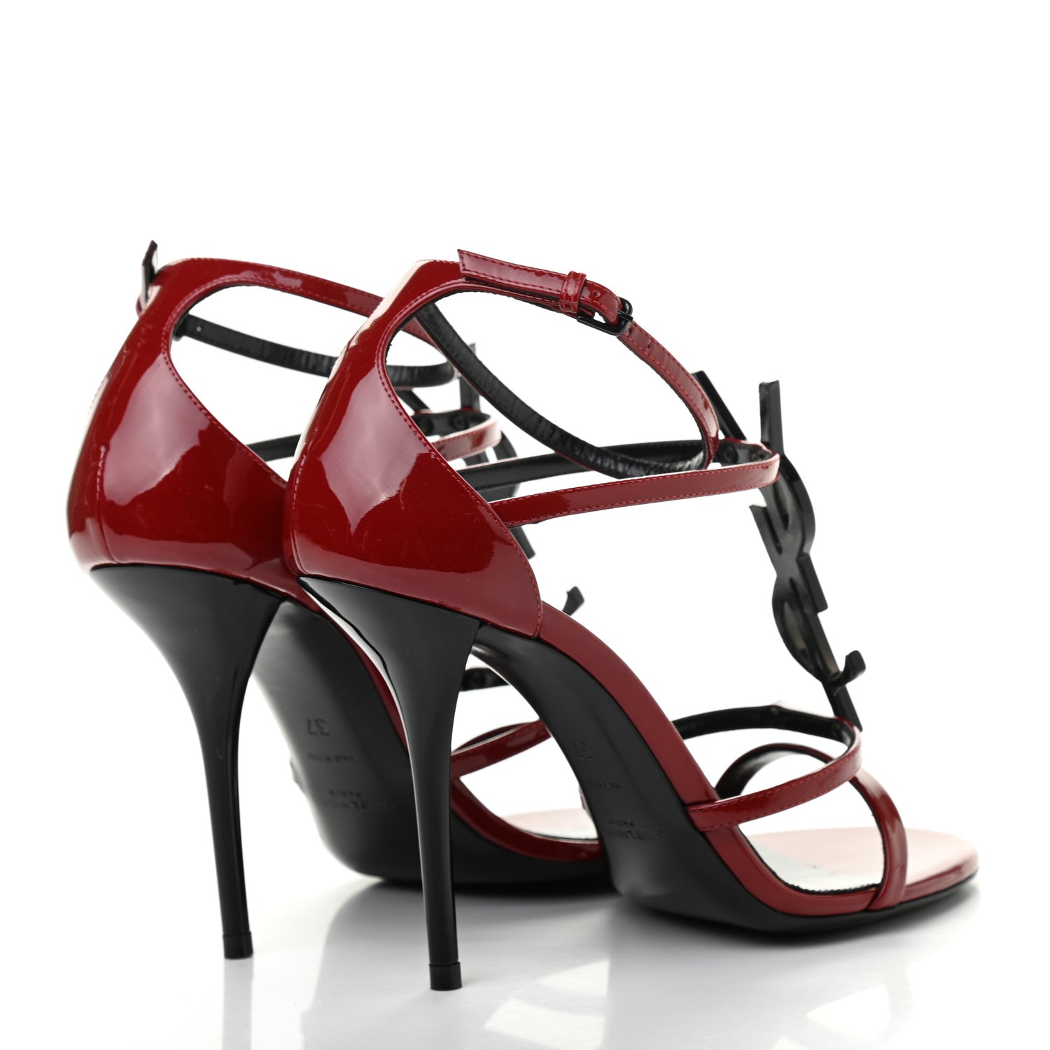 Saint Laurent Patent Calfskin Cassandra 110 Sandals 37 Hot Red 4 of 8