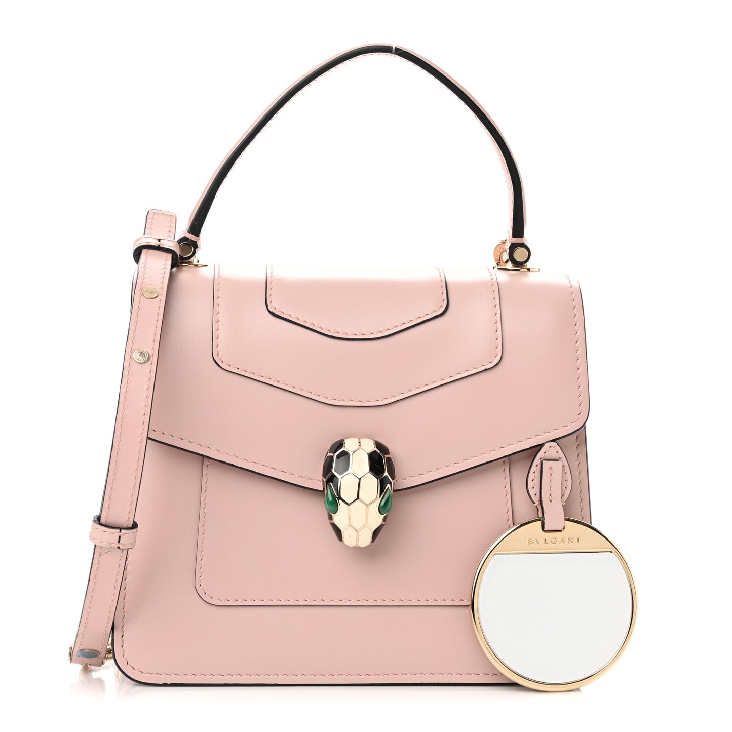 Calfskin Serpenti Forever Top Handle Crystal Rose
