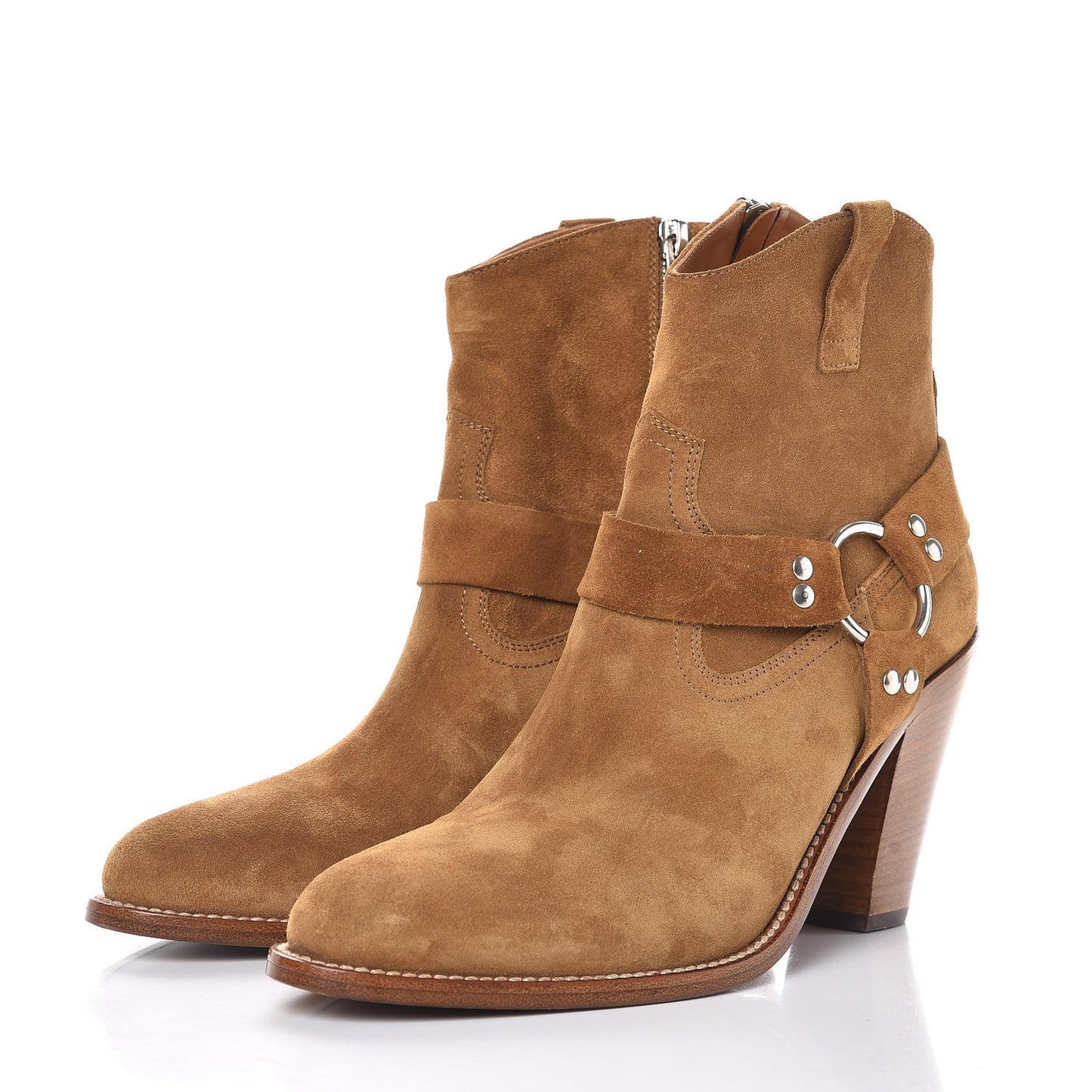 Suede Curtis Harness Ankle Booties 39.5 Tan