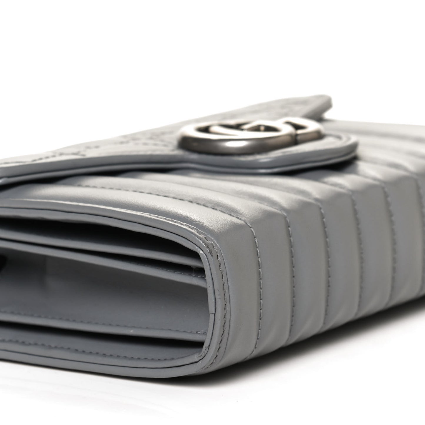 Calfskin Matelasse Aria GG Marmont Chain Wallet Deep Grey