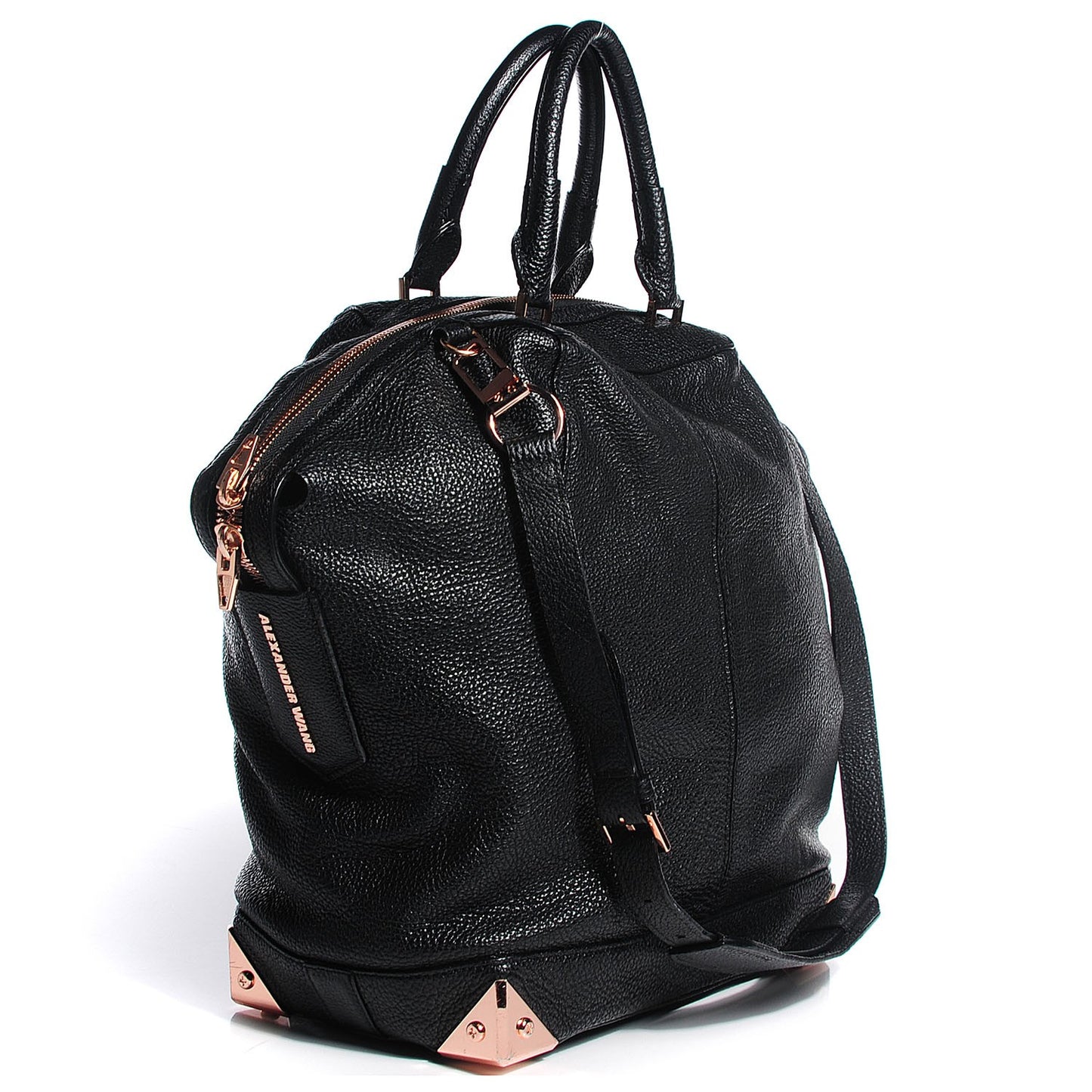 Pebbled Calfskin Large Emile Black Rose Gold Hardware