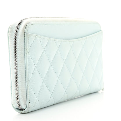 Chanel Caviar Quilted Large Gusset Zip Around Wallet Light Blue 3 of 9
