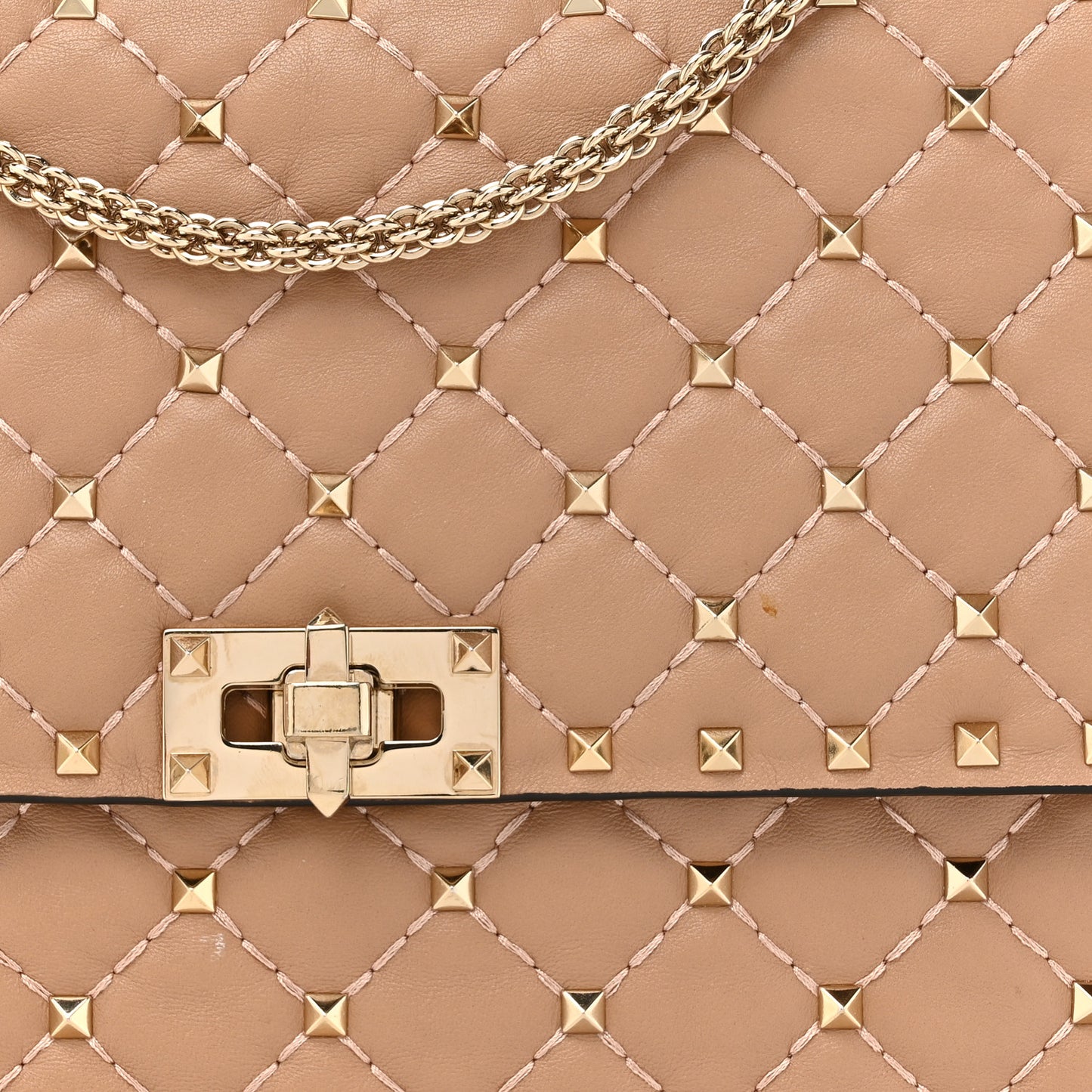 Nappa Large Rockstud Spike Shoulder Bag Soft Noisette
