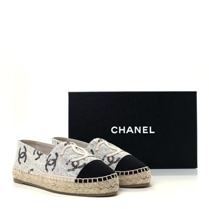Chanel Cotton Jacquard Grosgrain CC Print Espadrilles 36 Grey Black 13 of 13